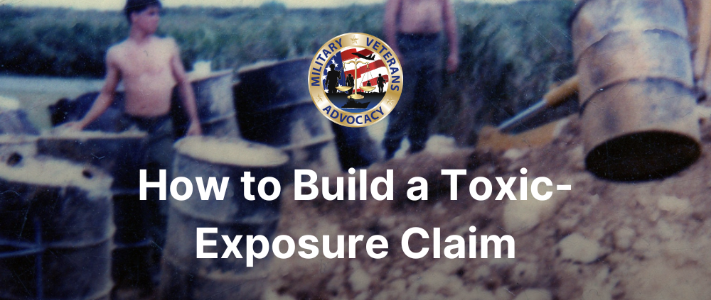 Veteran organizing military and medical evidence for a VA toxic-exposure disability claim