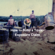 Veteran organizing military and medical evidence for a VA toxic-exposure disability claim