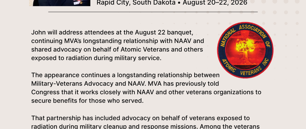 John B. Wells representing Military-Veterans Advocacy at the 2026 National Association of Atomic Veterans Convention